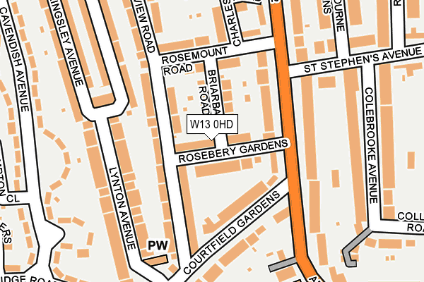 W13 0HD map - OS OpenMap – Local (Ordnance Survey)