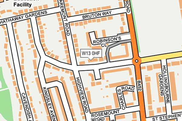W13 0HF map - OS OpenMap – Local (Ordnance Survey)