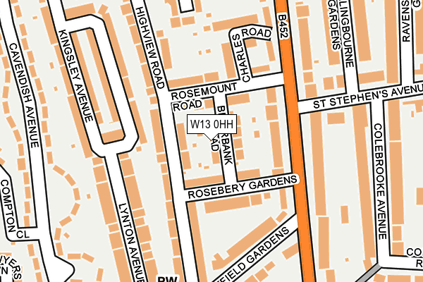 W13 0HH map - OS OpenMap – Local (Ordnance Survey)