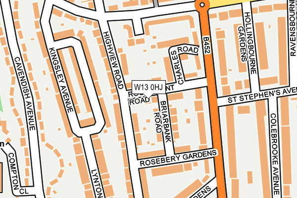 W13 0HJ map - OS OpenMap – Local (Ordnance Survey)