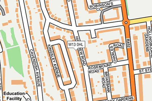 W13 0HL map - OS OpenMap – Local (Ordnance Survey)