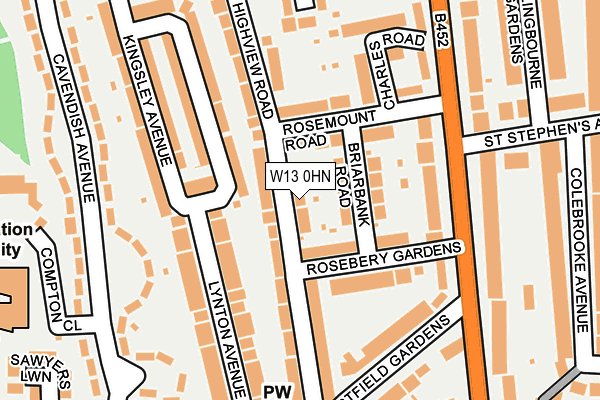 W13 0HN map - OS OpenMap – Local (Ordnance Survey)