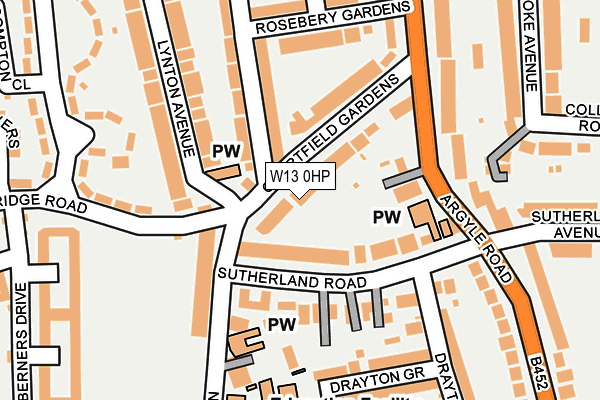 W13 0HP map - OS OpenMap – Local (Ordnance Survey)