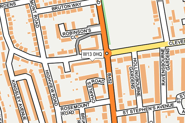 W13 0HQ map - OS OpenMap – Local (Ordnance Survey)