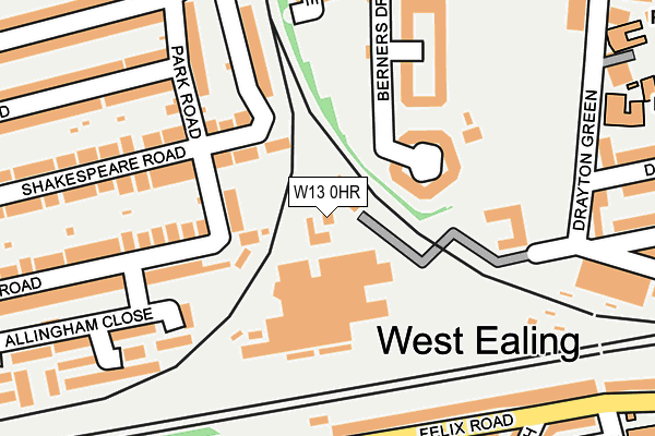 W13 0HR map - OS OpenMap – Local (Ordnance Survey)