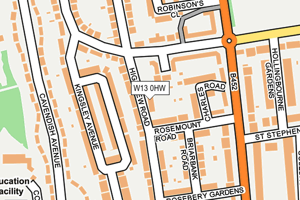 W13 0HW map - OS OpenMap – Local (Ordnance Survey)