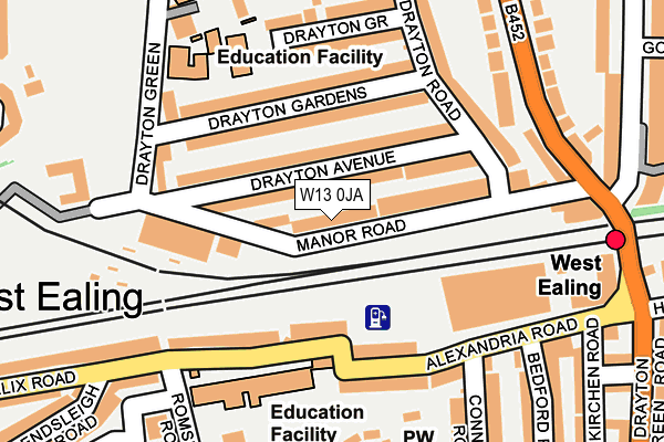 W13 0JA map - OS OpenMap – Local (Ordnance Survey)