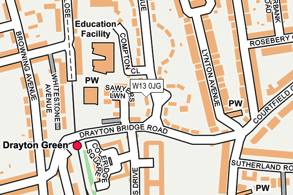 W13 0JG map - OS OpenMap – Local (Ordnance Survey)