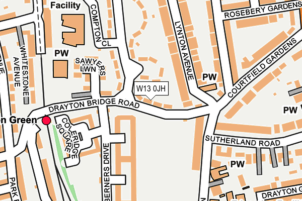 W13 0JH map - OS OpenMap – Local (Ordnance Survey)