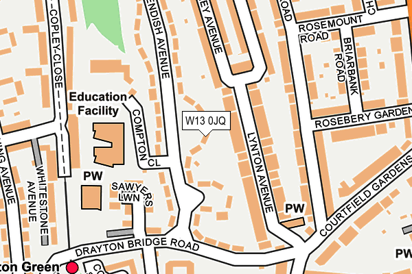 W13 0JQ map - OS OpenMap – Local (Ordnance Survey)