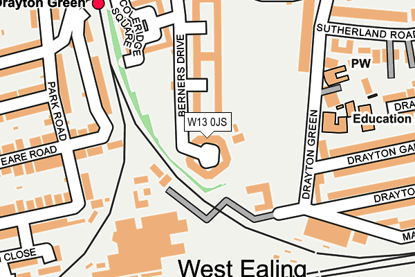 W13 0JS map - OS OpenMap – Local (Ordnance Survey)