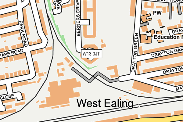 W13 0JT map - OS OpenMap – Local (Ordnance Survey)