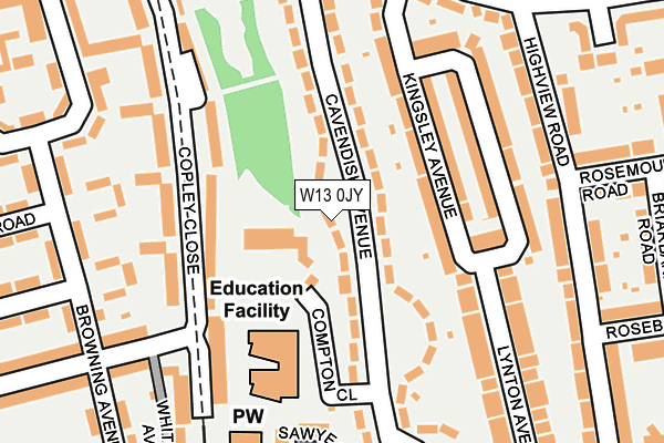 W13 0JY map - OS OpenMap – Local (Ordnance Survey)