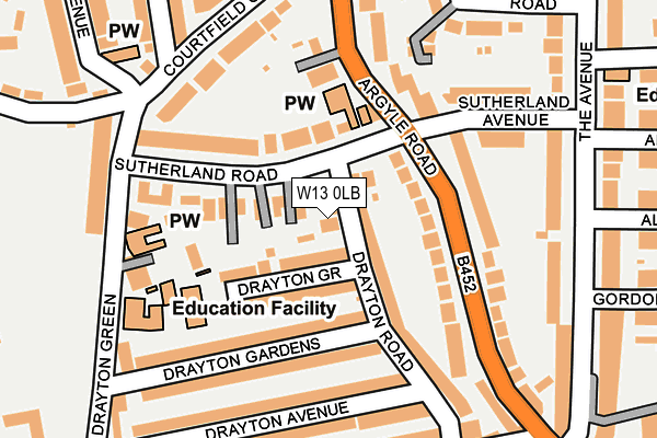 W13 0LB map - OS OpenMap – Local (Ordnance Survey)