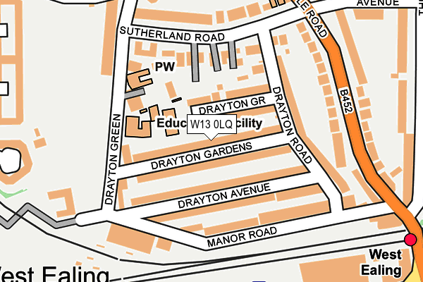 W13 0LQ map - OS OpenMap – Local (Ordnance Survey)