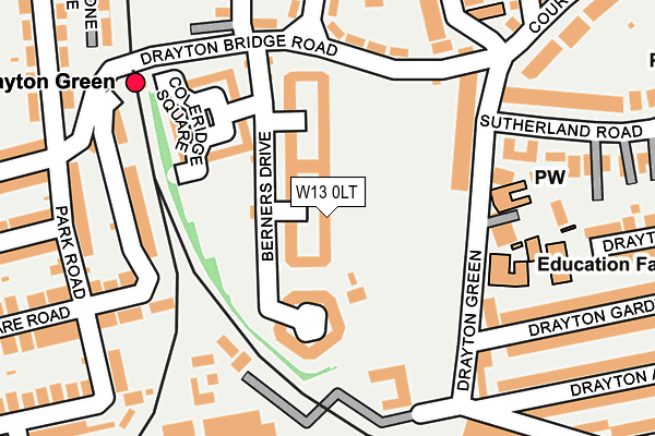 W13 0LT map - OS OpenMap – Local (Ordnance Survey)