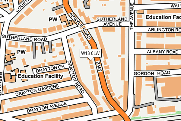 W13 0LW map - OS OpenMap – Local (Ordnance Survey)