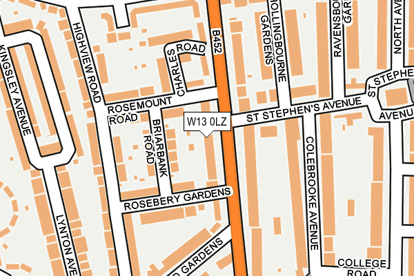 W13 0LZ map - OS OpenMap – Local (Ordnance Survey)