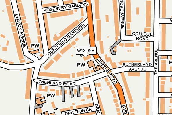 W13 0NA map - OS OpenMap – Local (Ordnance Survey)