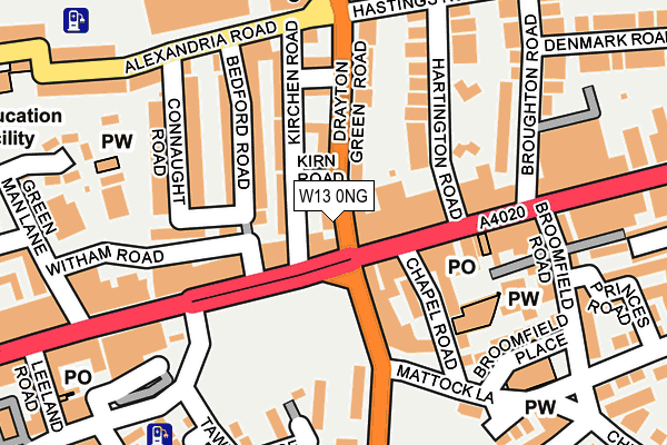 W13 0NG map - OS OpenMap – Local (Ordnance Survey)