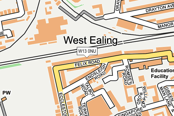 W13 0NU map - OS OpenMap – Local (Ordnance Survey)