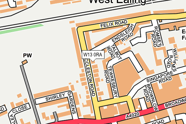 W13 0RA map - OS OpenMap – Local (Ordnance Survey)