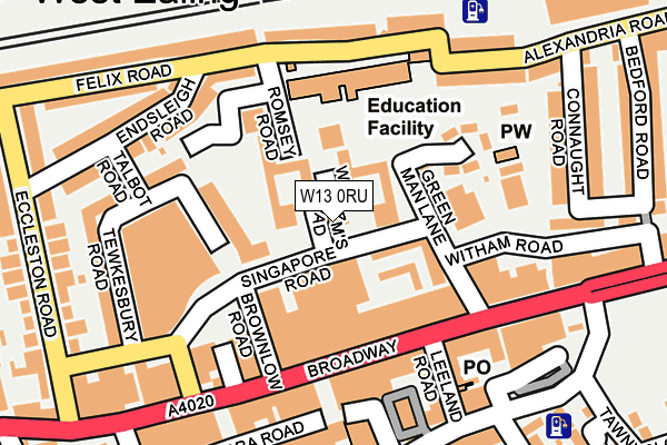 W13 0RU map - OS OpenMap – Local (Ordnance Survey)