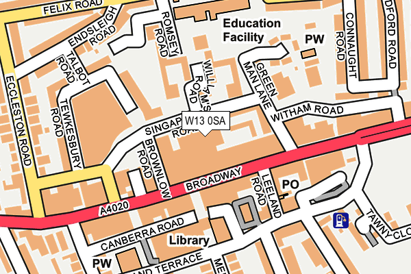 W13 0SA map - OS OpenMap – Local (Ordnance Survey)