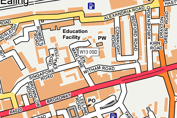 W13 0SD map - OS OpenMap – Local (Ordnance Survey)