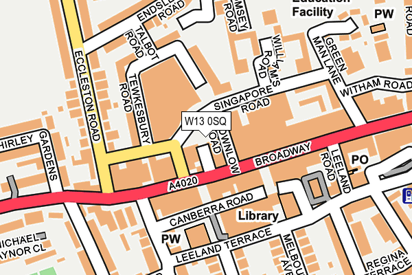 W13 0SQ map - OS OpenMap – Local (Ordnance Survey)
