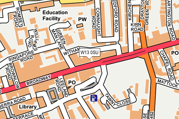 W13 0SU map - OS OpenMap – Local (Ordnance Survey)