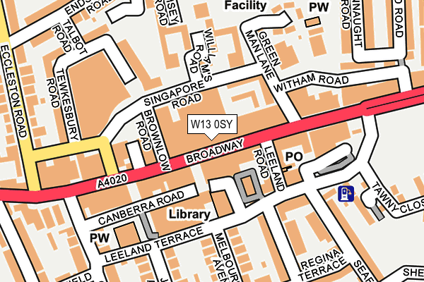 W13 0SY map - OS OpenMap – Local (Ordnance Survey)