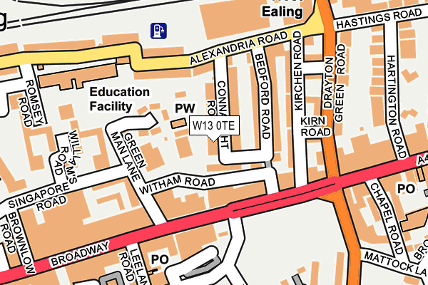 W13 0TE map - OS OpenMap – Local (Ordnance Survey)