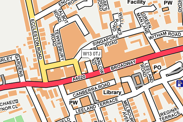 W13 0TJ map - OS OpenMap – Local (Ordnance Survey)