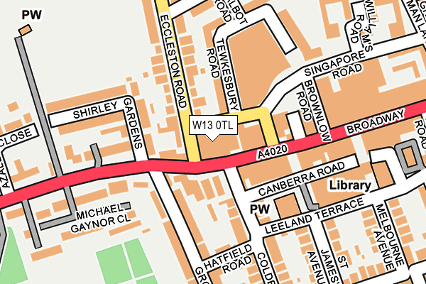 W13 0TL map - OS OpenMap – Local (Ordnance Survey)