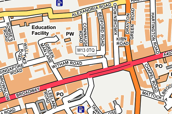 W13 0TQ map - OS OpenMap – Local (Ordnance Survey)