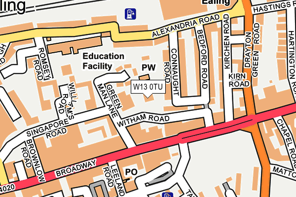 W13 0TU map - OS OpenMap – Local (Ordnance Survey)