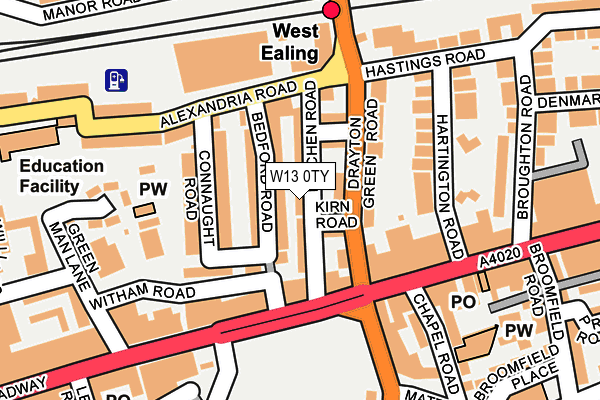 W13 0TY map - OS OpenMap – Local (Ordnance Survey)