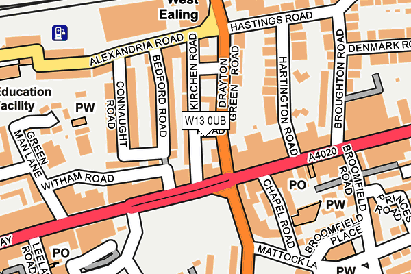 W13 0UB map - OS OpenMap – Local (Ordnance Survey)