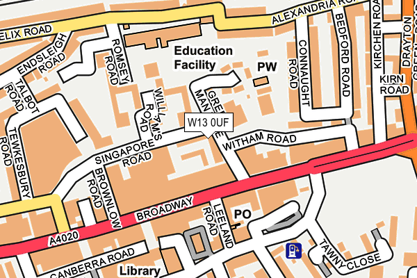 W13 0UF map - OS OpenMap – Local (Ordnance Survey)