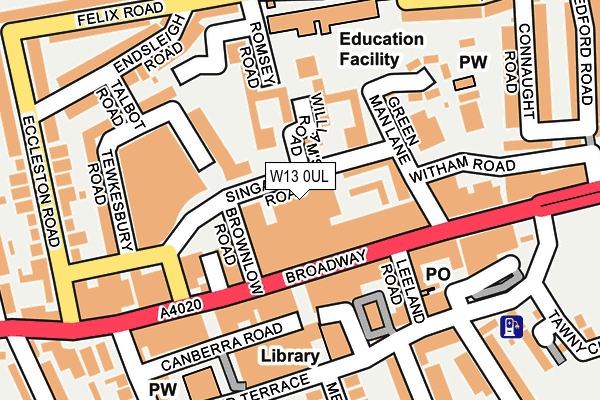 W13 0UL map - OS OpenMap – Local (Ordnance Survey)