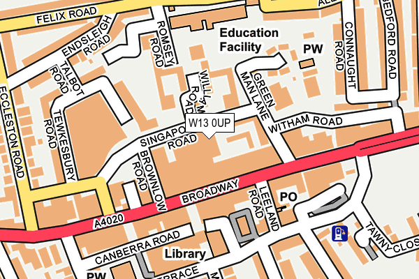 W13 0UP map - OS OpenMap – Local (Ordnance Survey)