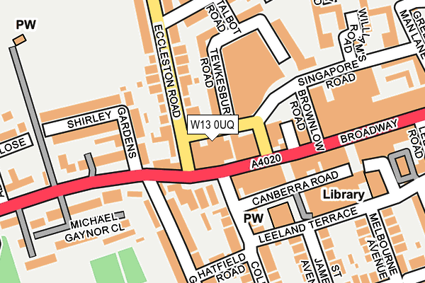 W13 0UQ map - OS OpenMap – Local (Ordnance Survey)