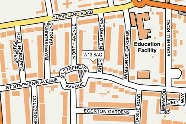 W13 8AQ map - OS OpenMap – Local (Ordnance Survey)