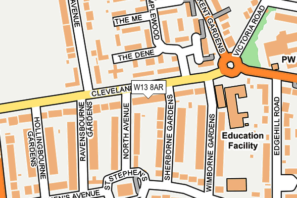 W13 8AR map - OS OpenMap – Local (Ordnance Survey)