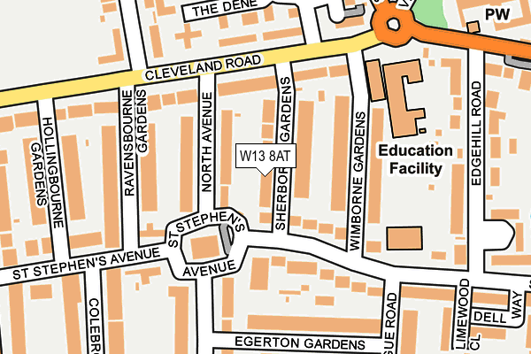 W13 8AT map - OS OpenMap – Local (Ordnance Survey)