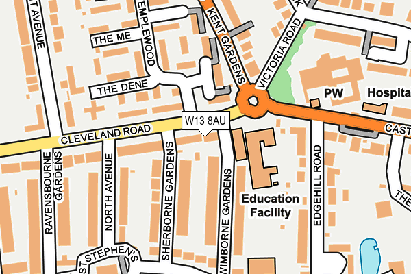 W13 8AU map - OS OpenMap – Local (Ordnance Survey)