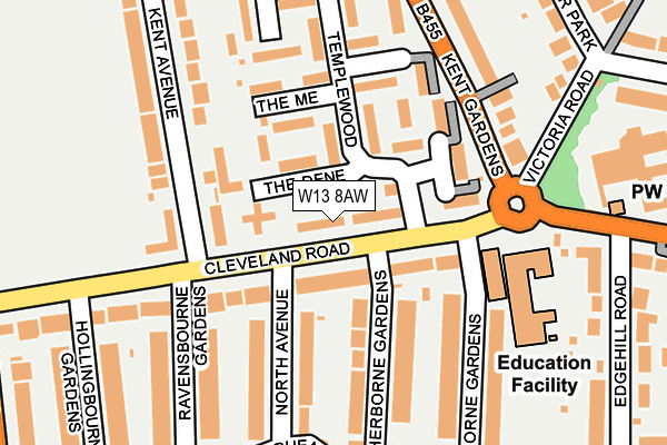 W13 8AW map - OS OpenMap – Local (Ordnance Survey)