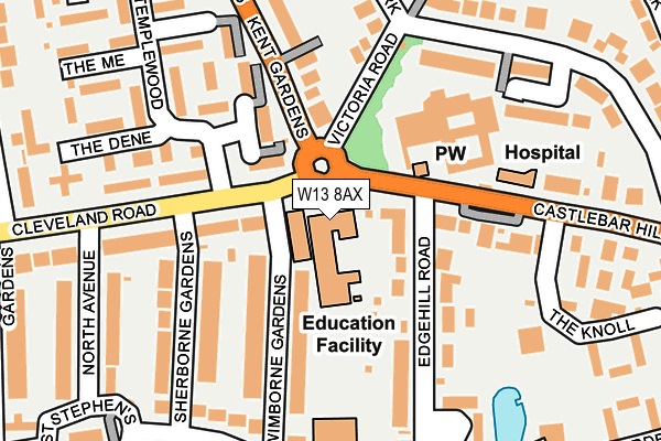 W13 8AX map - OS OpenMap – Local (Ordnance Survey)