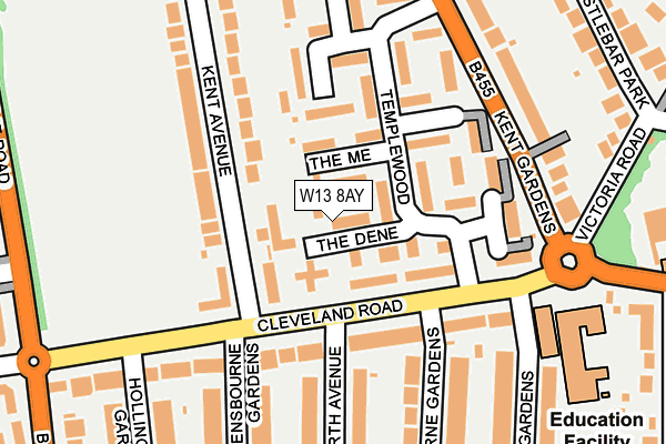 W13 8AY map - OS OpenMap – Local (Ordnance Survey)